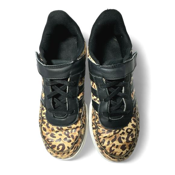 Adidas Breaknet 2.0 Leopard Velcro Faux Leather Girls sz 2.5 - Picture 3 of 6